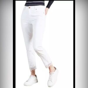 Ted Baker Lillya white pants denim high rise ankle crop Sz 32